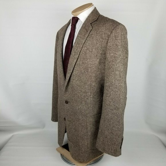 Oak Hill Sport Coat Mens 48T 1XLT Brown Wool Blend - Picture 3 of 12